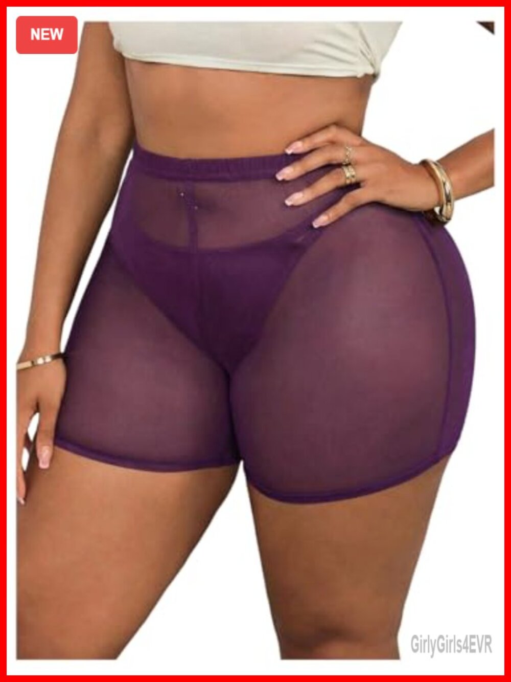 Plus Size Sheer Mesh Biker Shorts See Through Gym Workout Short Leggings